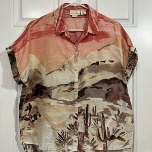 Cynthia Rowley 100% Linen Desert Landscape Women’s Shirt M